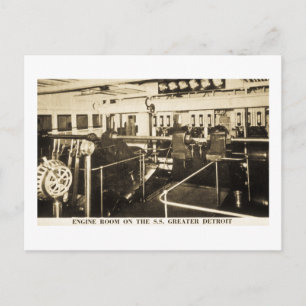 Carte Postale Chambre moteur sur le S.S. Grand Détroit - Ligne D