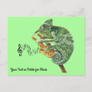 Carte Postale Chameleon Jazz Saxophone Texte personnalisé