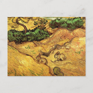 Carte Postale Champ avec deux lapins par Vincent van Gogh