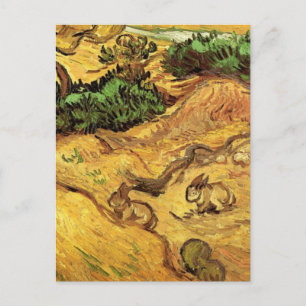 Carte Postale Champ avec deux lapins par Vincent van Gogh