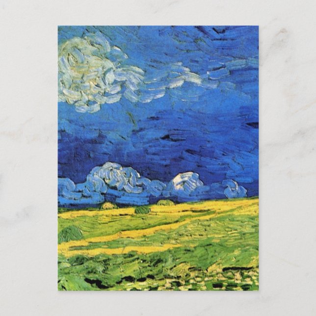 Carte Postale Champ de blé sous ciel nuageux par Vincent van Gog (Devant)