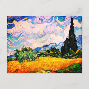 Carte Postale Champ de blé Vincent Van Gogh avec Cyprès