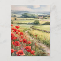 Champ De Pavot Dans Un Paysage De Campagne