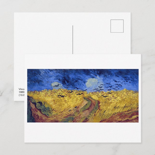 Carte Postale Champ de roues avec corbeaux | Van Gogh | (Devant / Derrière)