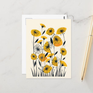 Carte Postale Champ fleur sauvage Dandelion
