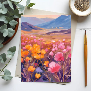 Carte Postale Champ fleur sauvage   Peinture du paysage floral