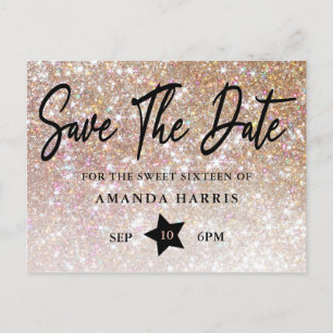 Carte Postale Champagne Parties scintillant Sweet 16 Enregistrer