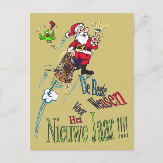 Carte postale Champagne Père Noël Nieuwjaars (Devant)