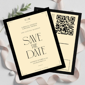 Carte Postale Champagne Silk Cream Art deco Save The Date 