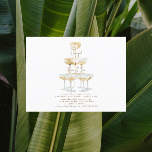 Carte Postale Champagne Tower Gold Texte White Engagement Party