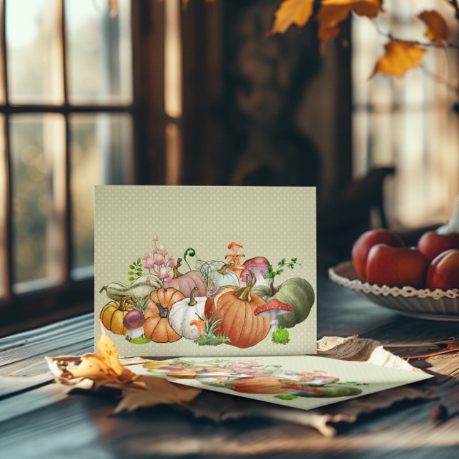 Carte Postale Champignon d'aquarelle citrouille (Créateur téléchargé)