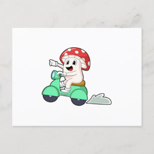 Carte Postale Champignon en motard avec scooter.PNG