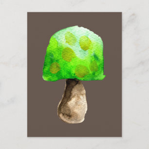 Carte Postale Champignon vert aquarelle champignons mignons