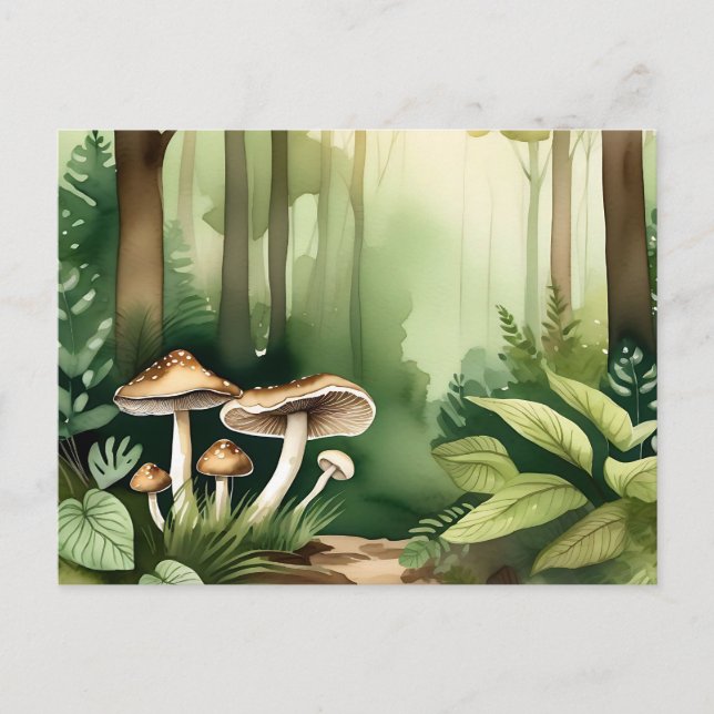 Carte Postale Champignons complexes avec lave-linge vert doux (Devant)
