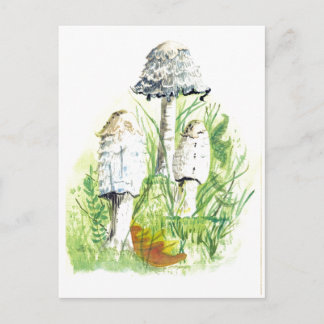 Carte Postale Champignons dans la nature - Art couleur de l'eau