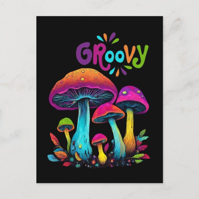 Carte Postale Champignons psychédéliques colorés- (Devant)