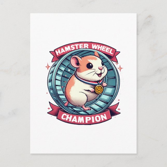 Carte Postale Champion de roue Hamster (Devant)
