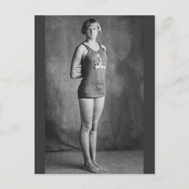 Carte Postale Champion olympique de natation, années 1920 (Devant)