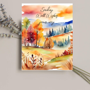 Carte Postale Champs automnaux automne aquarelle paysage bien so