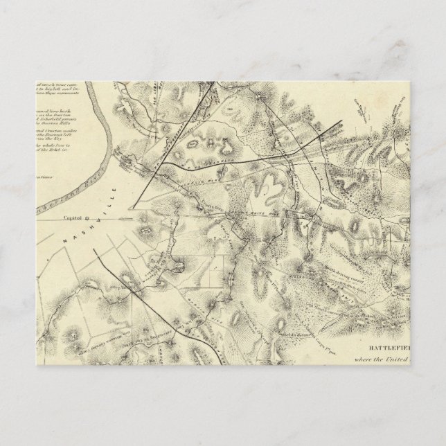 Carte Postale Champs de bataille devant Nashville (Devant)