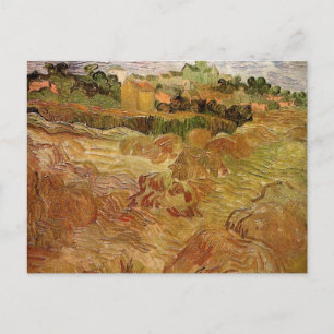 Carte Postale Champs de blé avec Auvers par Vincent van Gogh