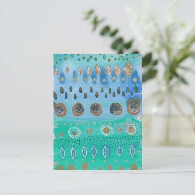 Carte Postale Champs de fleurs aquarelle art (Debout devant)