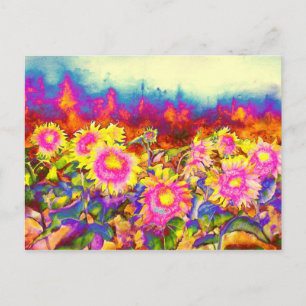 Carte Postale Champs de tournesol