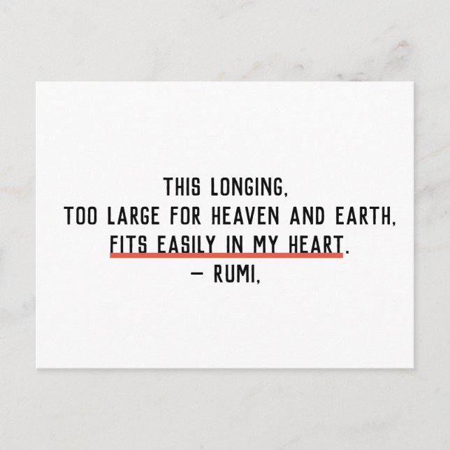 Carte Postale Chance dans mon coeur Citation Rumi (Devant)