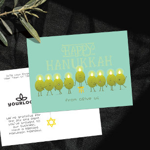 Carte Postale Chandelier de Hanukkah Olives Logo de la société