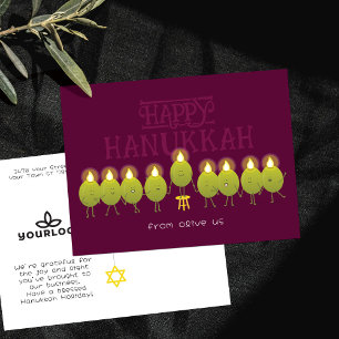 Carte Postale Chandelier de Hanukkah Olives Logo de la société