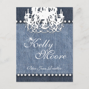 Carte Postale Chandelier Denim 'n Diamonds bleu Jean