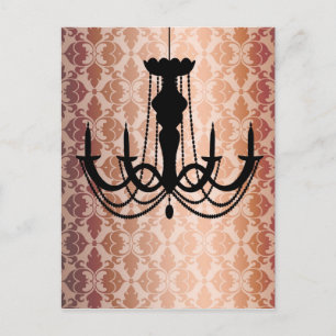 Carte Postale Chandelier vintage Damask