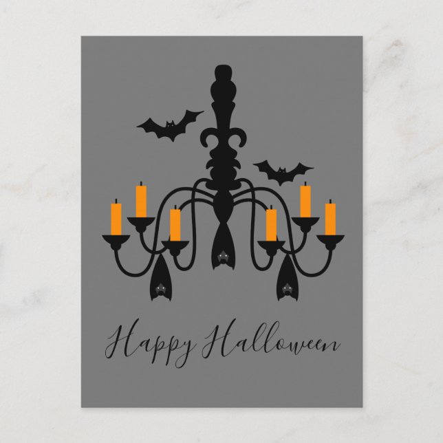 Carte Postale Chandeliers Halloween et chauves-souris (Devant)