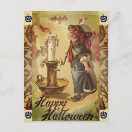Carte Postale Chandelle Vintage d'Halloween et costume