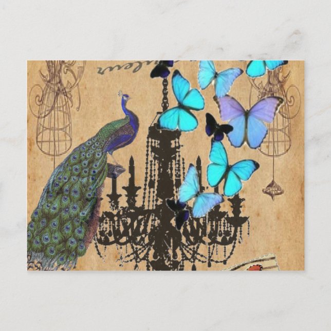 Carte Postale chandler vintpeacock blue butterflfly (Devant)