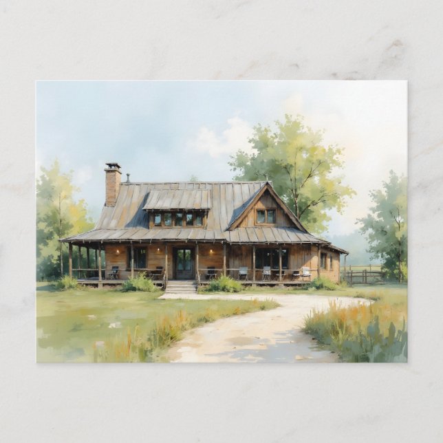 Carte Postale Change of Address Farmhouse Watercolor Style (Devant)