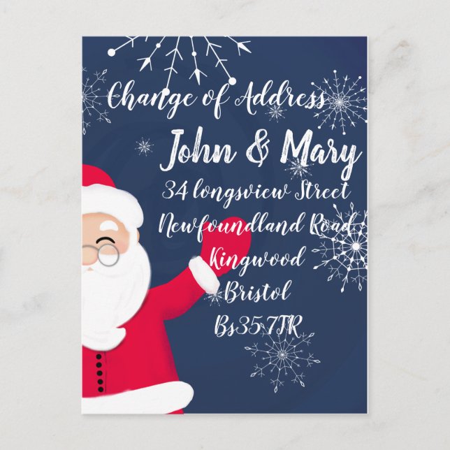 Carte Postale Change of Address Sticker christmas (Devant)