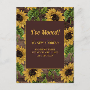 Carte Postale Changement d'adresse Bois rustique Fleurs de tourn