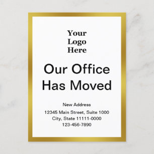 Carte Postale Changement d'adresse d'affaires Gold et White 2 cô