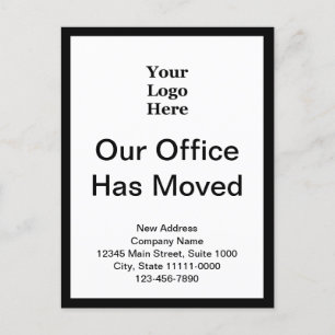 Carte Postale Changement d'adresse de l'entreprise Noir et blanc