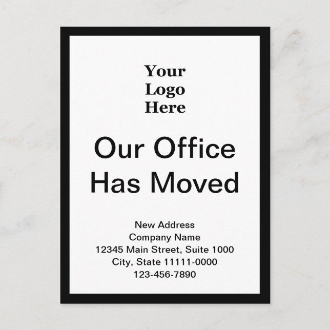 Carte Postale Changement d'adresse de l'entreprise Noir et blanc (Devant)