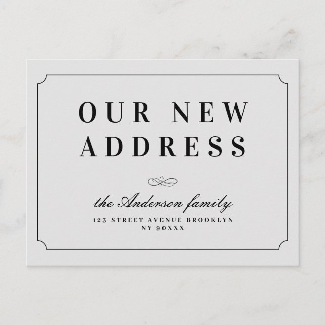 Carte Postale Changement d'adresse élégant cadre classique gris (Devant)