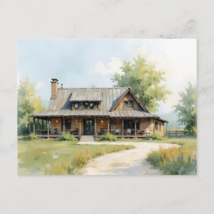 Carte Postale Changement d'adresse Ferme Style Aquarelle