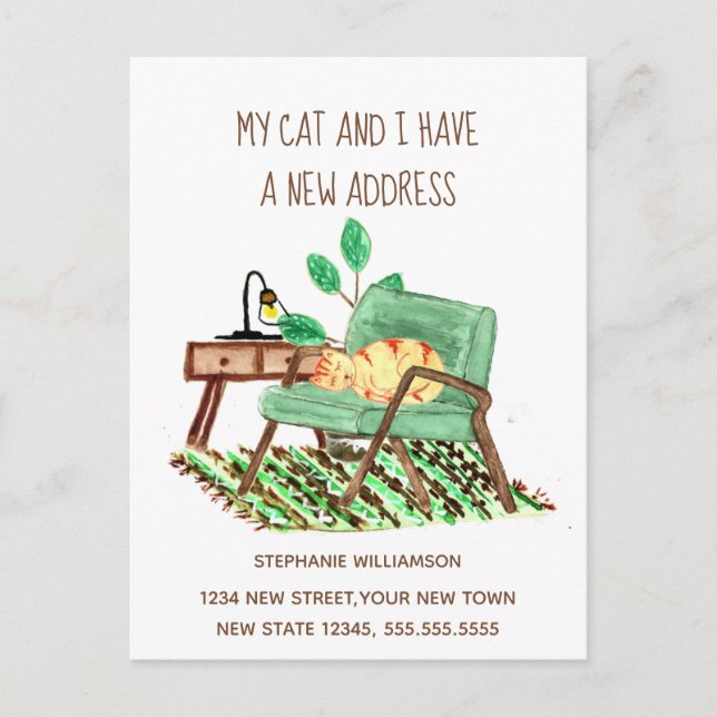 Carte Postale Changement d'adresse Ginger Cat Moving Faire-part (Devant)