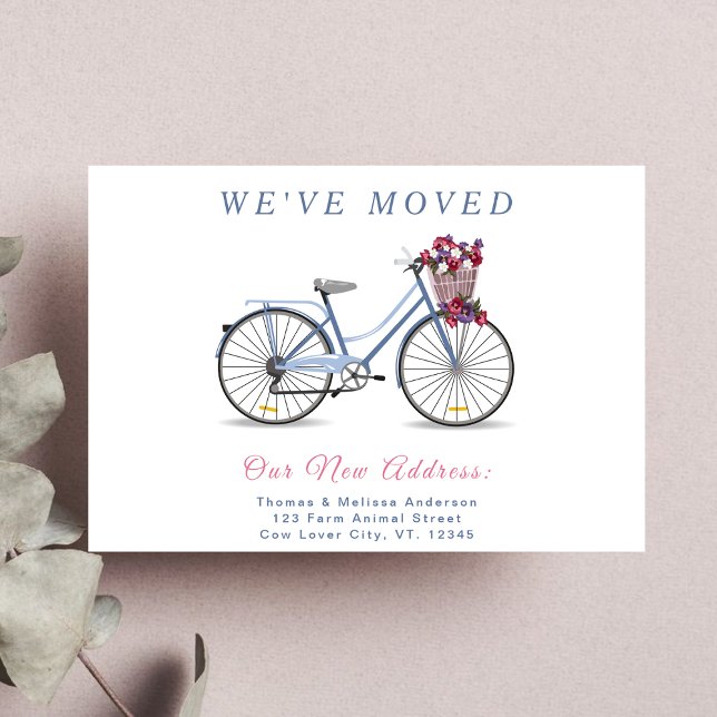 Carte Postale Changement d'adresse l Cute Flora Vélo nous avons  (Créateur téléchargé)