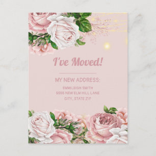 Carte Postale Changement d'adresse Lumière de chaîne florale vin