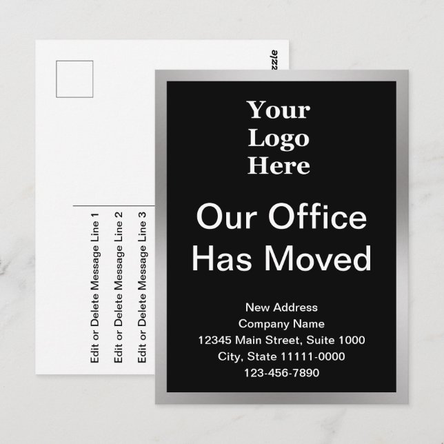 Carte Postale Changement d'adresse pour l'entreprise Black & Sil (Devant / Derrière)
