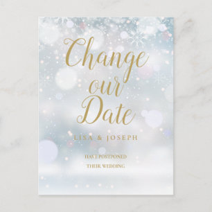 Carte Postale Changement de date de script doré Événement hivern