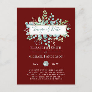 Carte Postale Changement de plan Date Greenery Eucalyptus Event