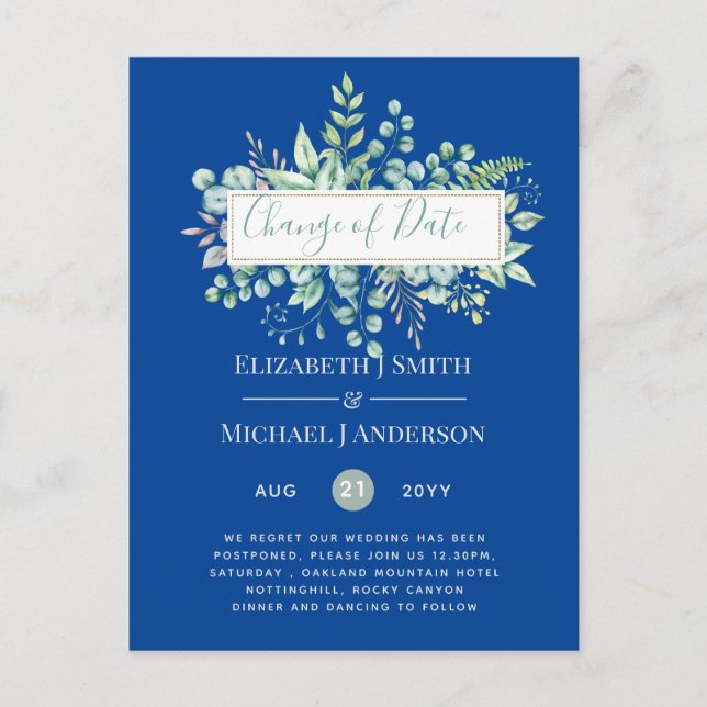 Carte Postale Changement de plan Date Greenery Eucalyptus Event (Devant)